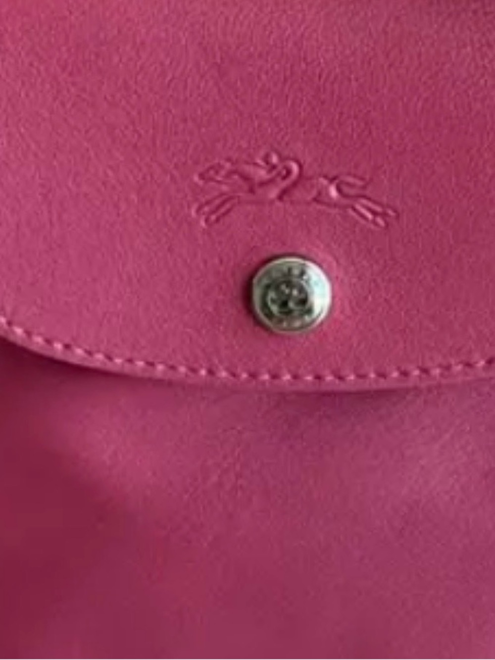 LONGCHAMP Le Pliage Cuir Tote Bag Lambskin Leather Pink Rare Color - Picture 5 of 5